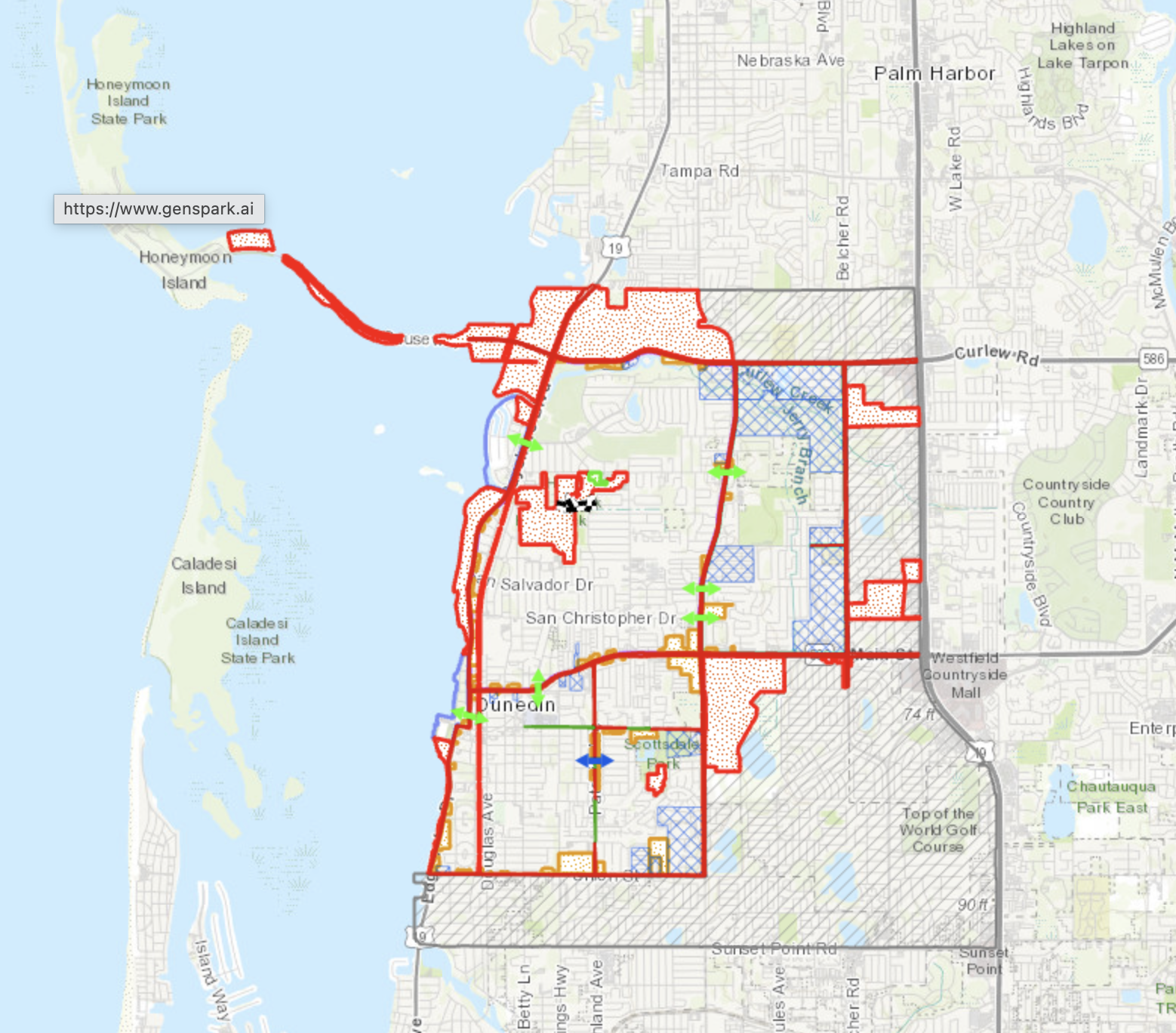 Dunedin Florida golf cart district map